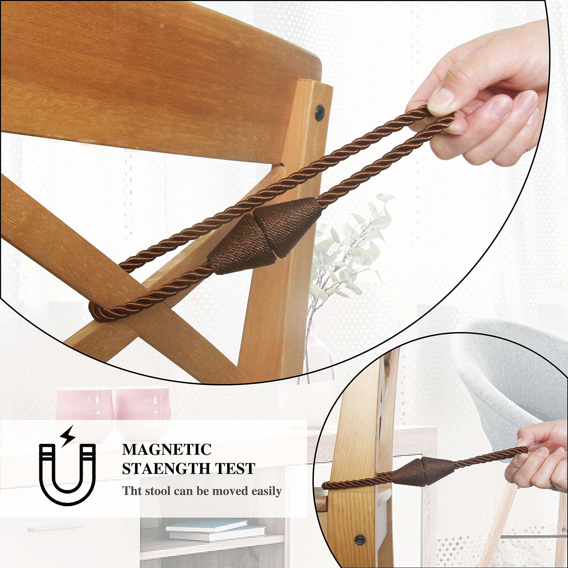 Magnetic Curtain Tiebacks Rope Decorative Holdbacks for Drapes Nieffeiy
