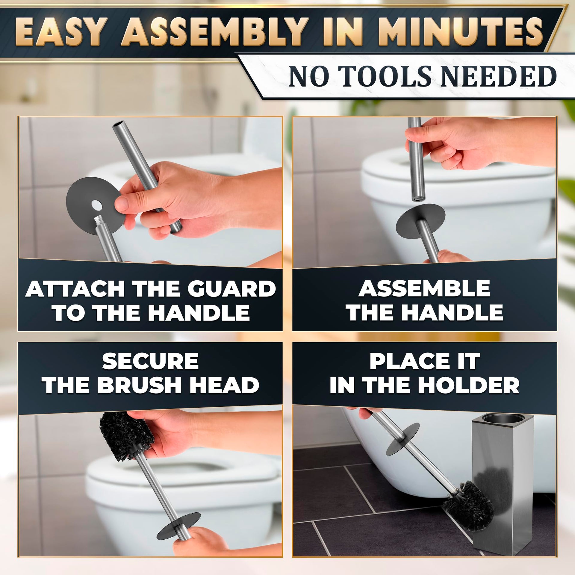 Stainless Steel Toilet Brush and Holder Set
