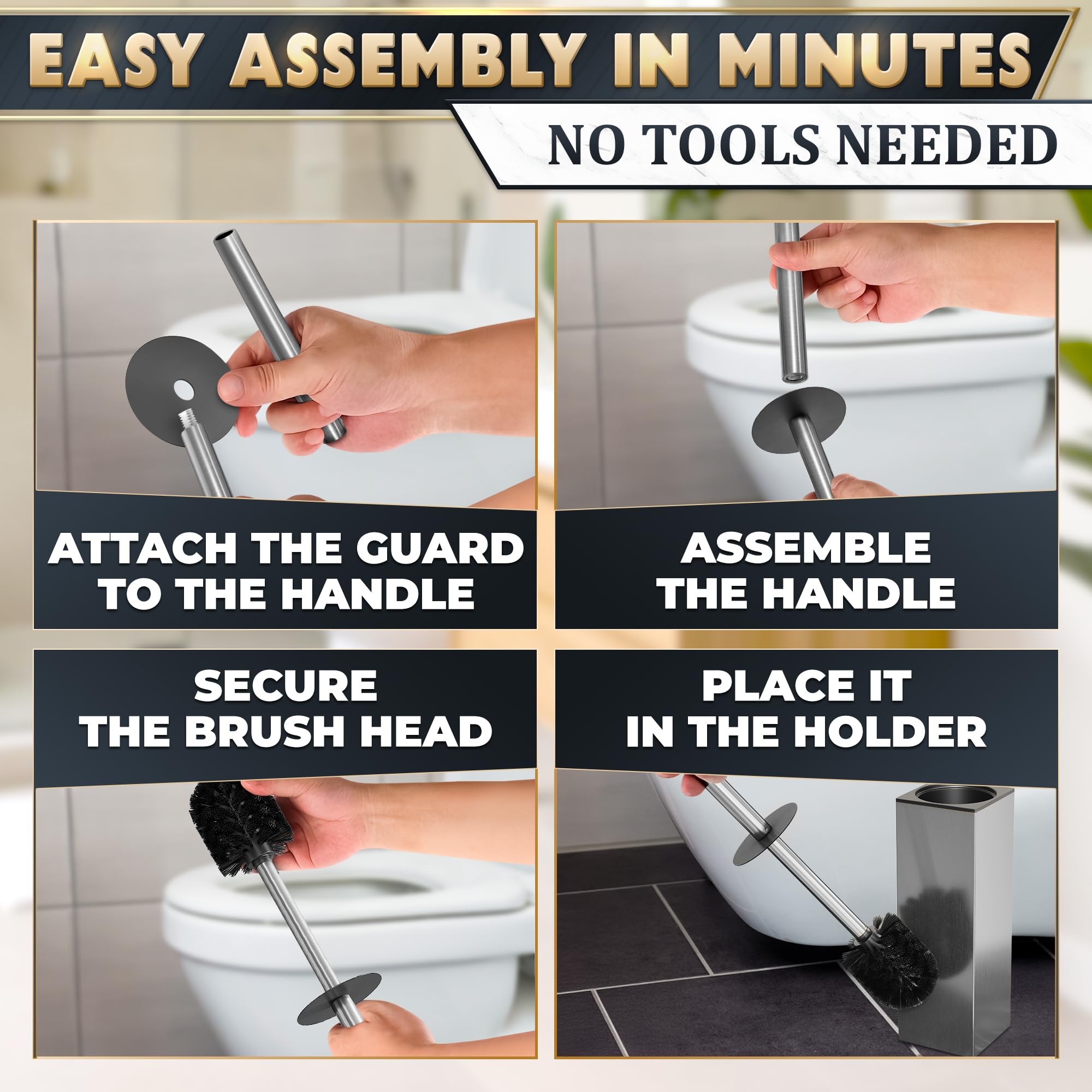 Stainless Steel Toilet Brush and Holder Set