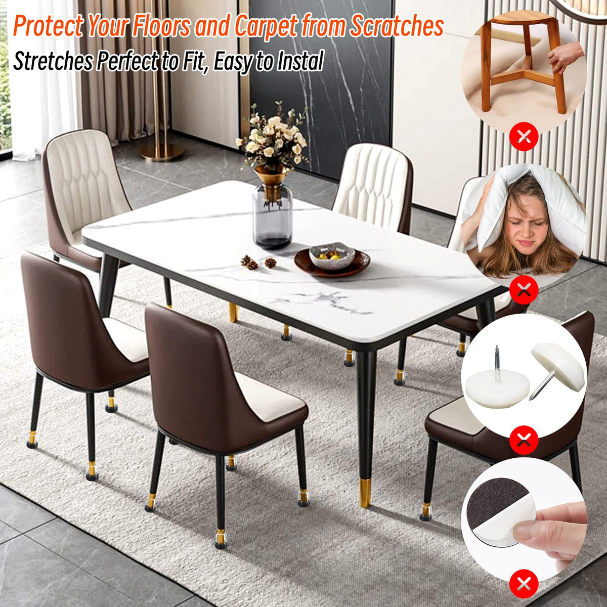 Chair Sliders for Carpet (24 Count)