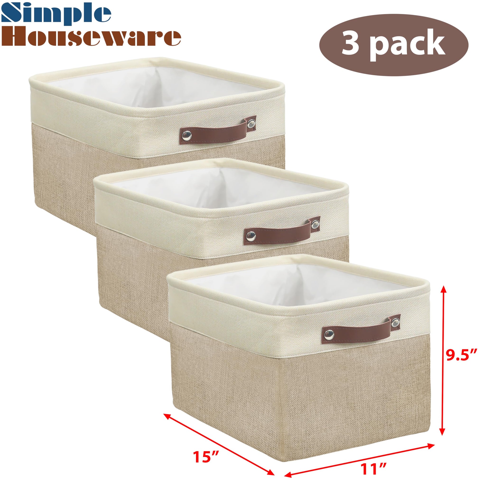 15" x 11" Large Fabric Storage Bin (3 Count)