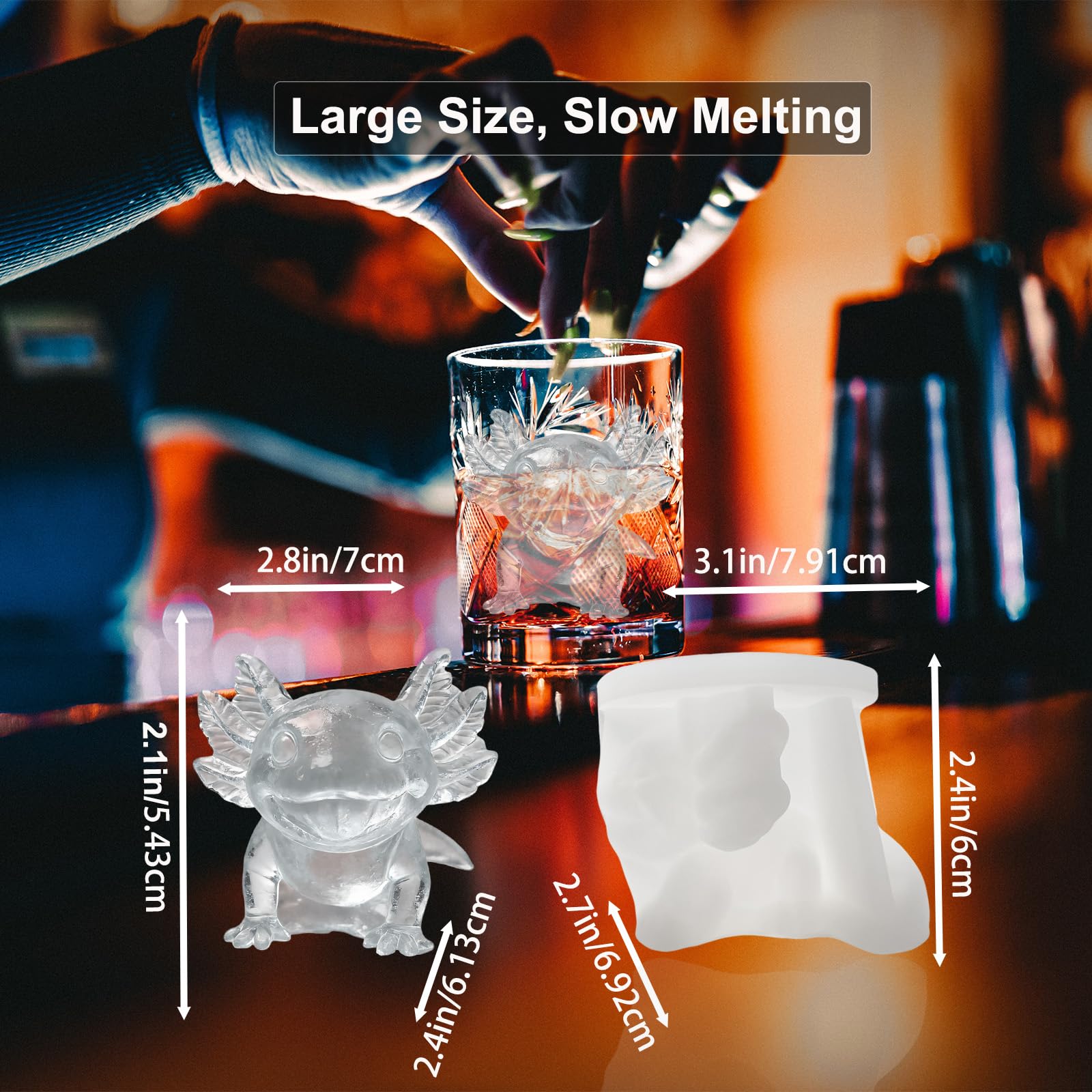 3D Axolotl Ice Cube Silicone Molds Tray for Whiskey (2 Count)