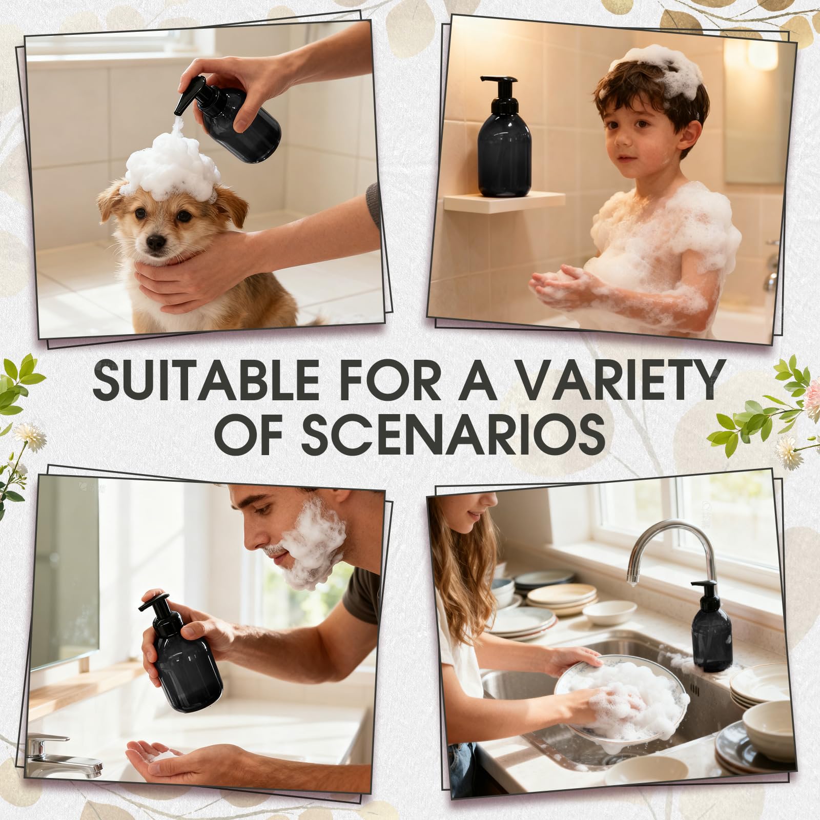 16 Pcs 17 oz Black Foaming Soap Dispenser (16 Count)