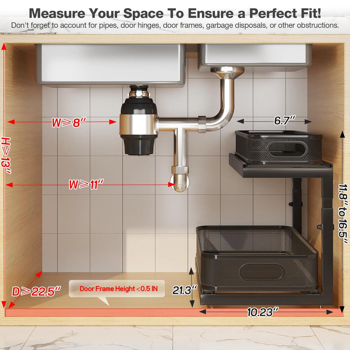 2 Pack 21.3 IN Depth Under Sink Organizer With Next (2 Count)