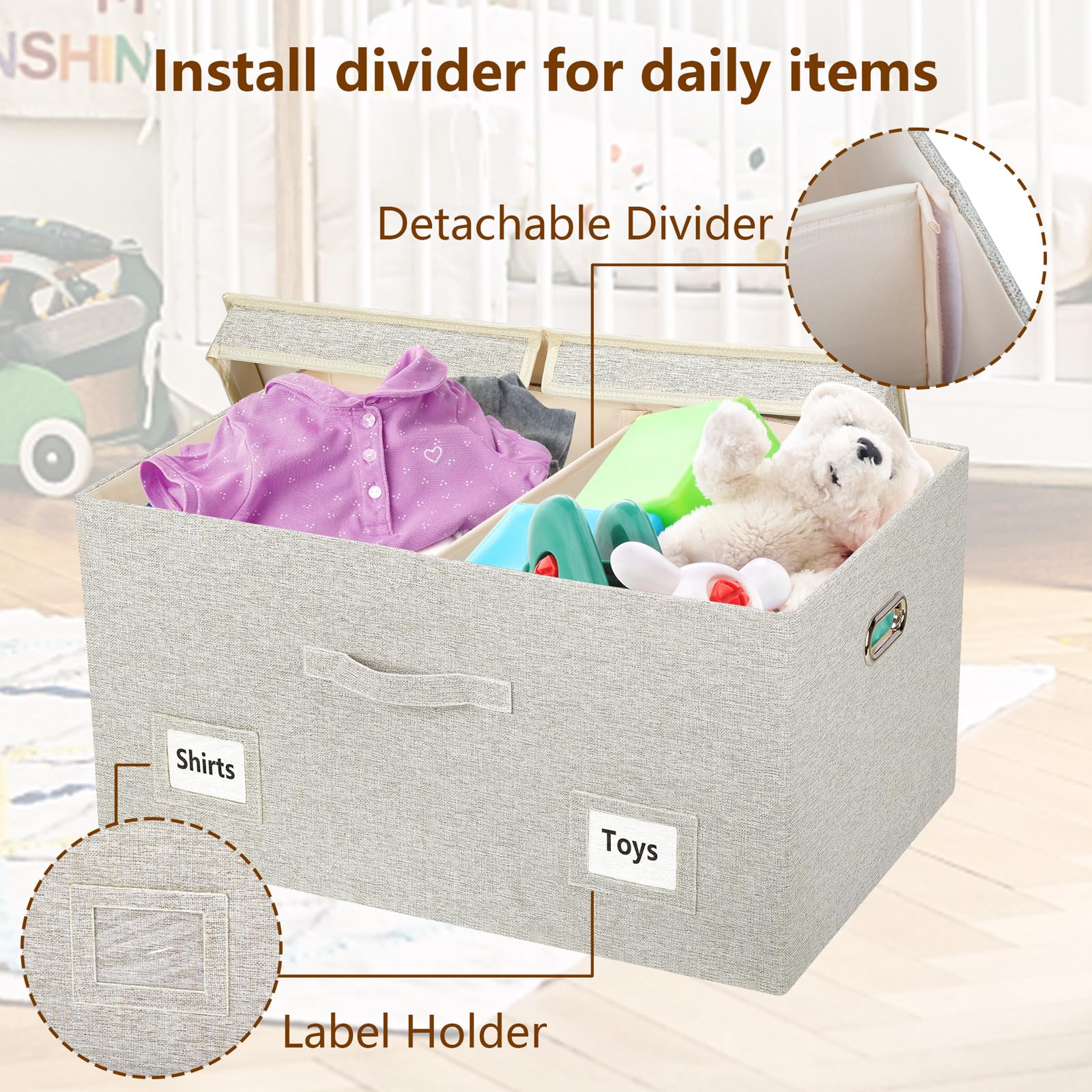 Storage Bins with Lids Fabric Closet Organizers Cubes Office Organization