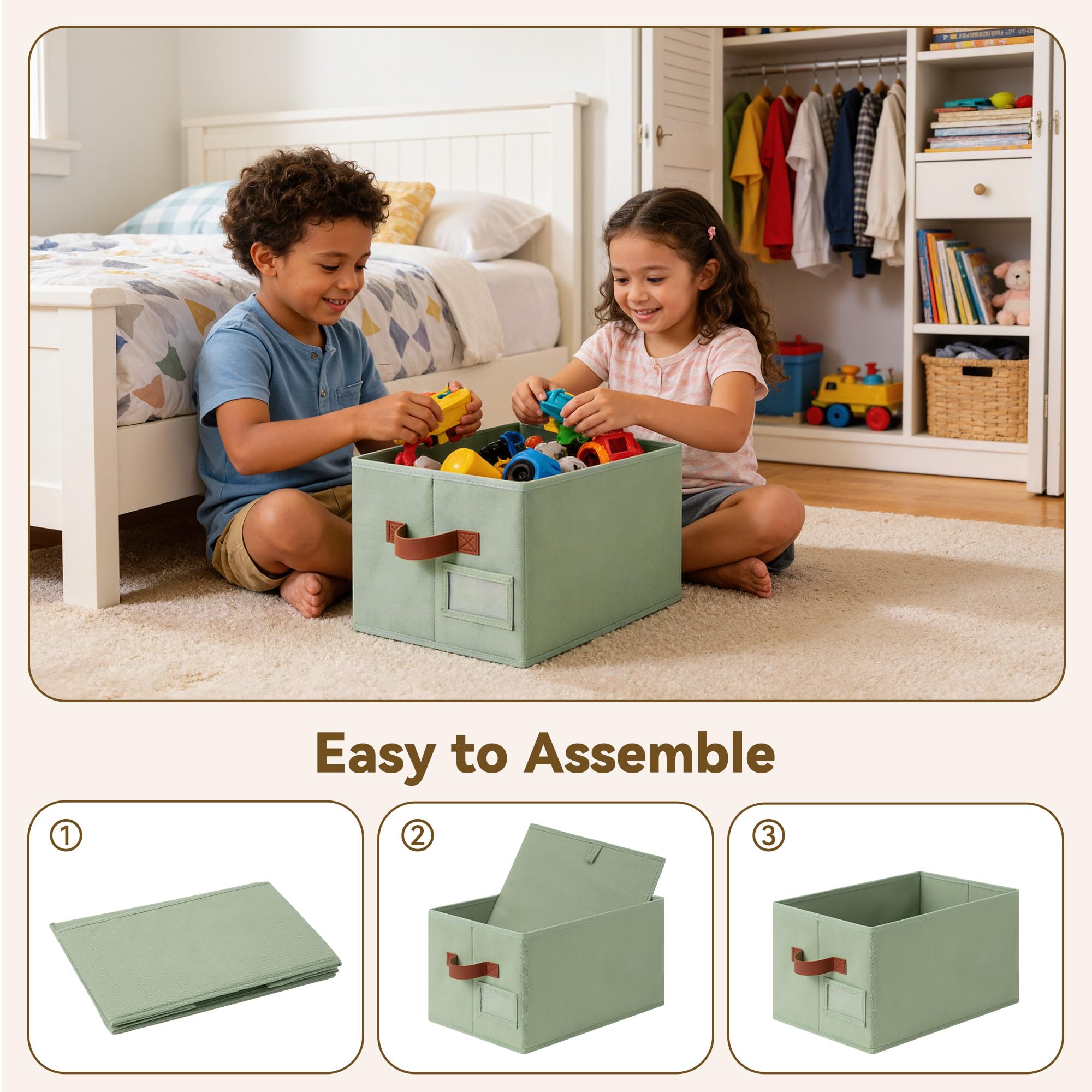 Closet Storage Bins with Label (3 Count)