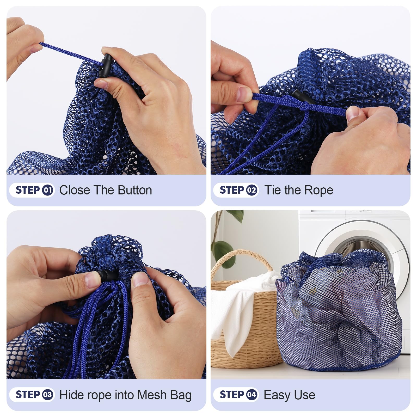4Pcs Mesh Laundry Bags Washing Machine Mesh Wash Bags for Clothes (4 Count)