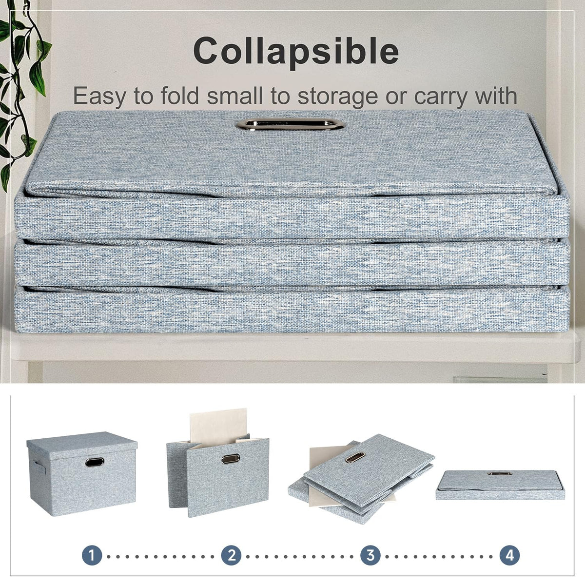Storage Bins with Lids Fabric Closet Organizers Cubes Office Organization (3 Count)