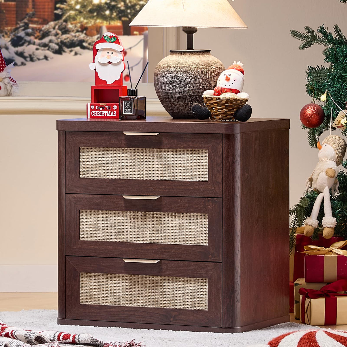 Rattan 23" Nightstands with Drawers for Bedroom