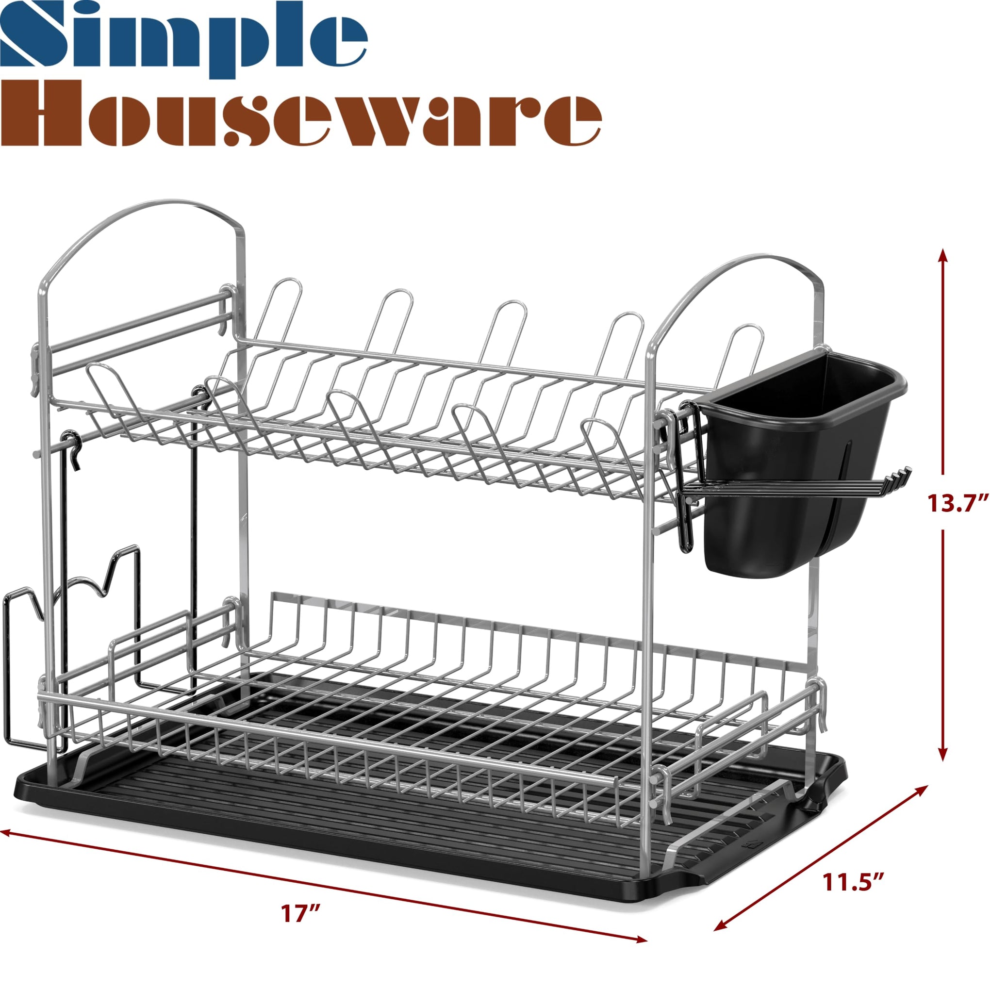 2 Tier Dish Rack with Drainboard