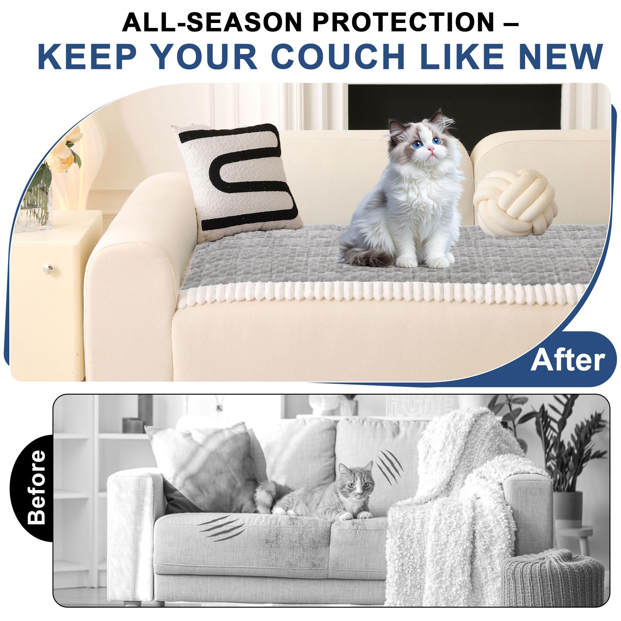 Couch Cover for Dogs Washable Non Slip Pet Couch Covers Sofa Protector (3 Count)