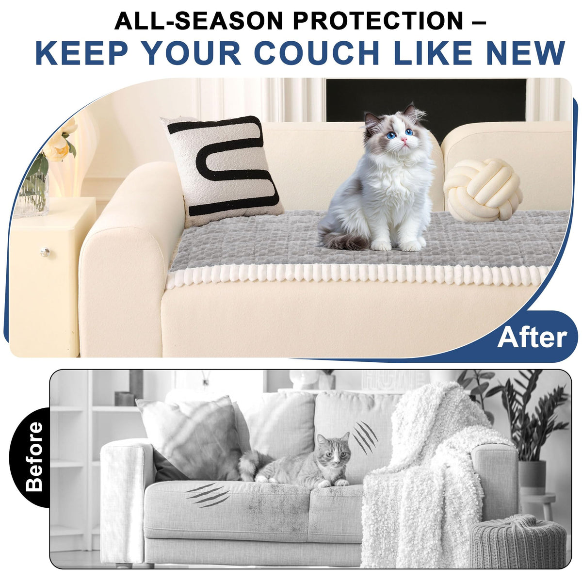 Couch Covers for Dogs Washable Non Slip Pet Couch Cover Protector (3 Count)