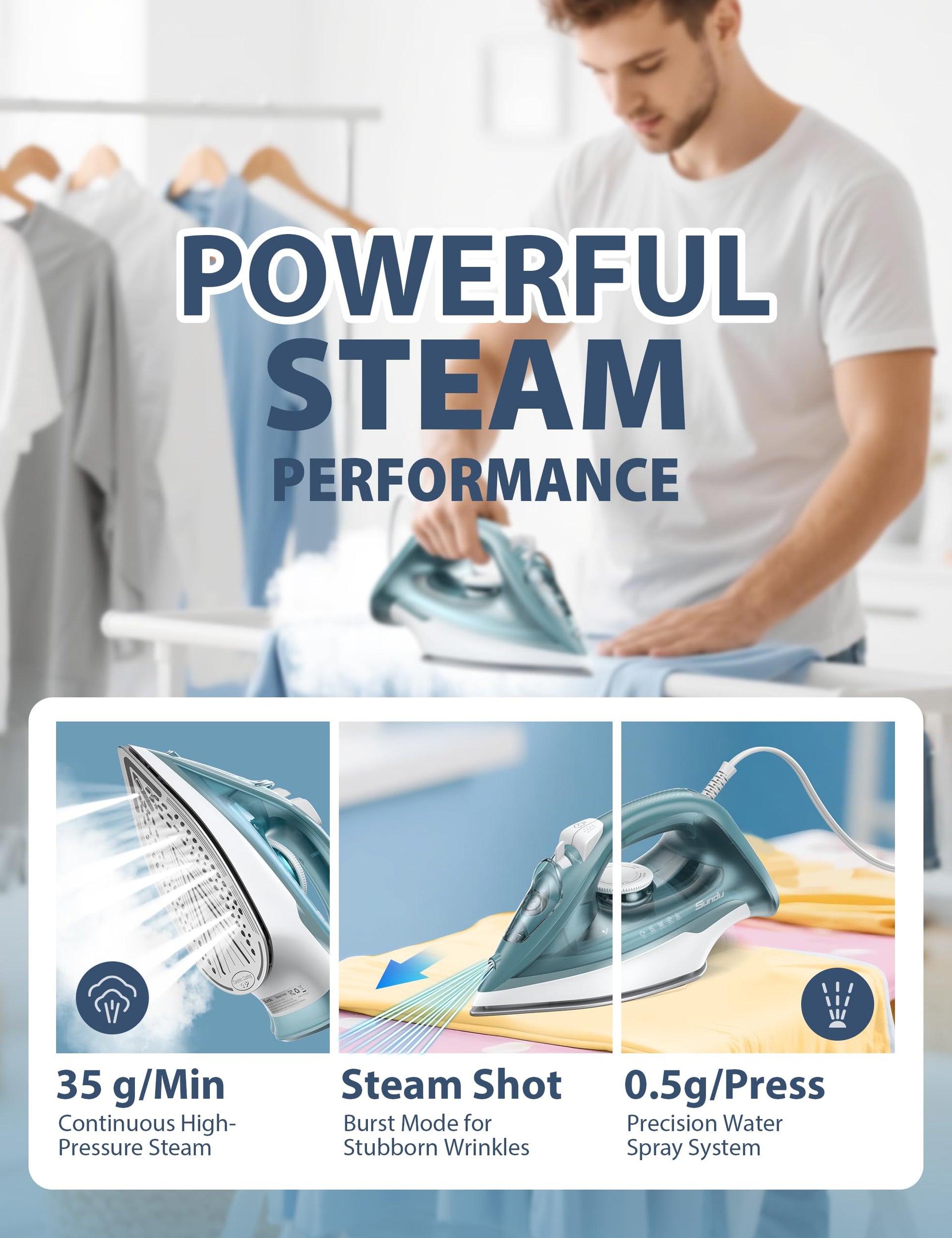 1500W Steam Iron for Clothes