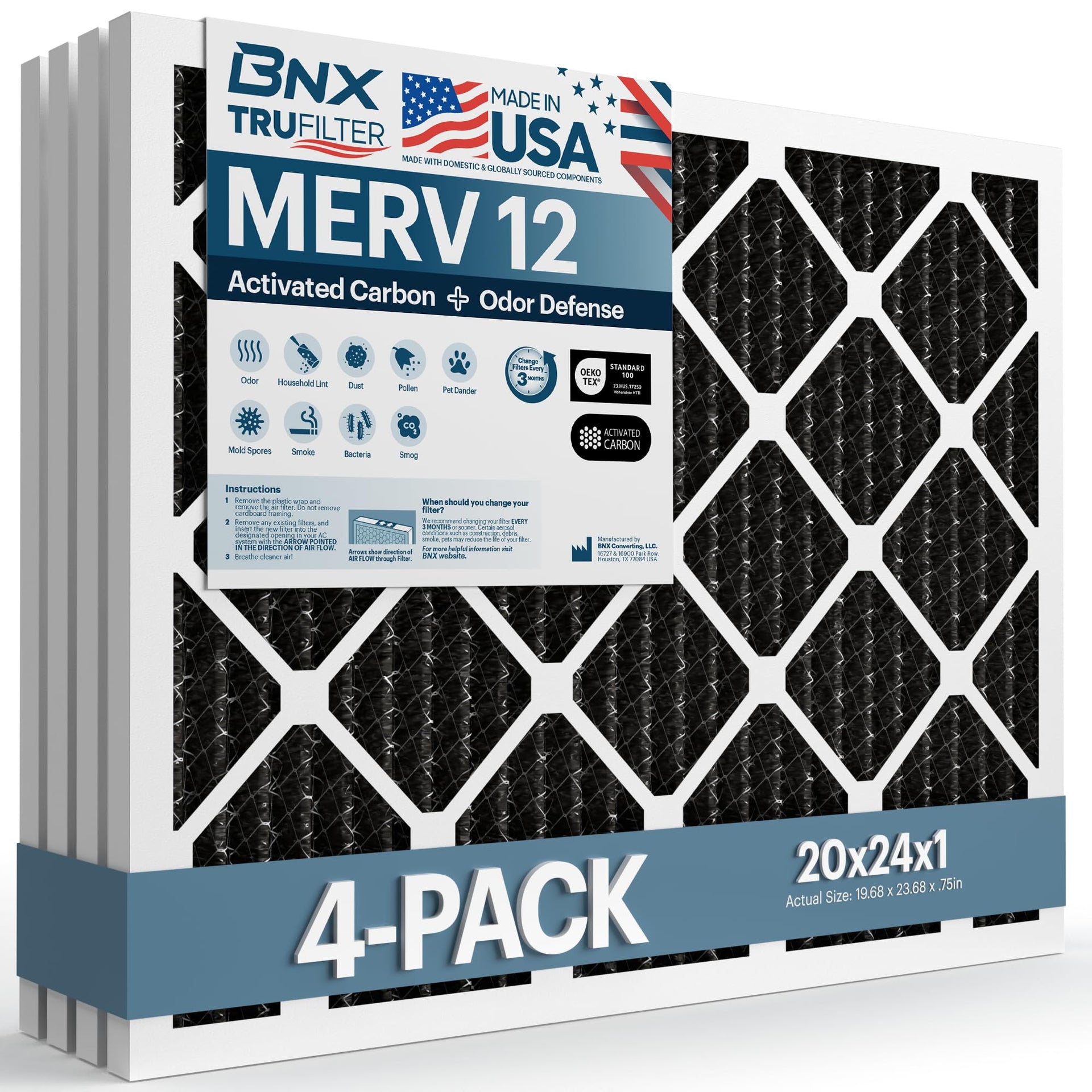 TruFilter 20x24x1 MERV 12 Odor Defense (4 Count)