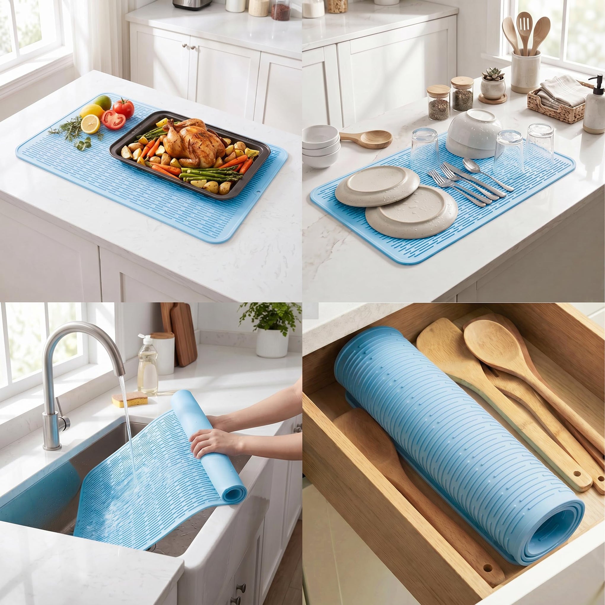 Silicone Dish Drying Mat for Multiple Usage