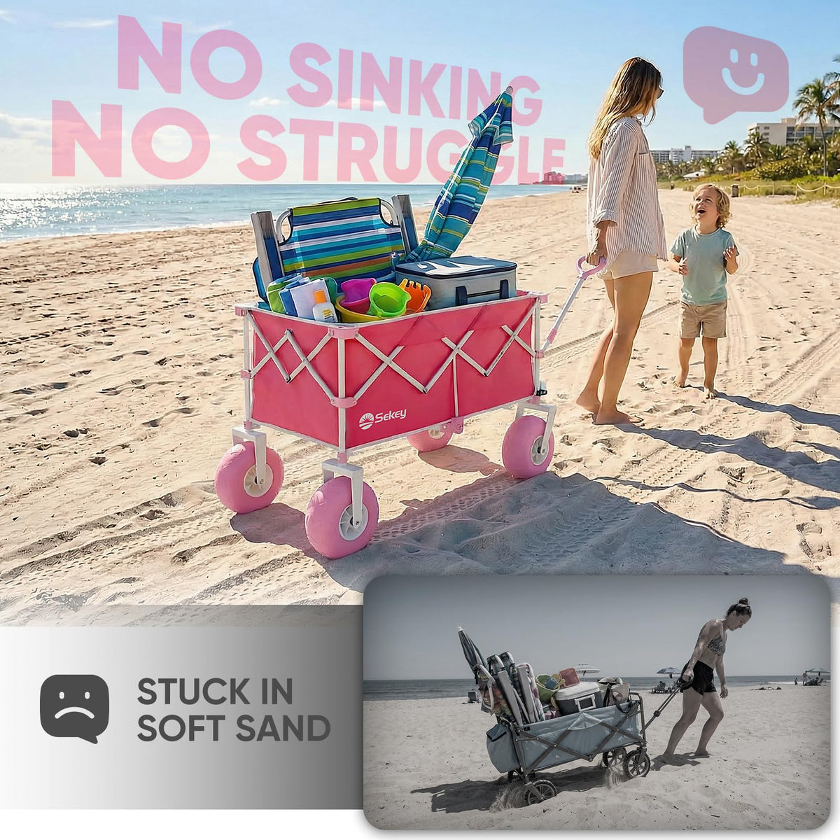 Heavy Duty Beach Wagon with 9" Big Sand
