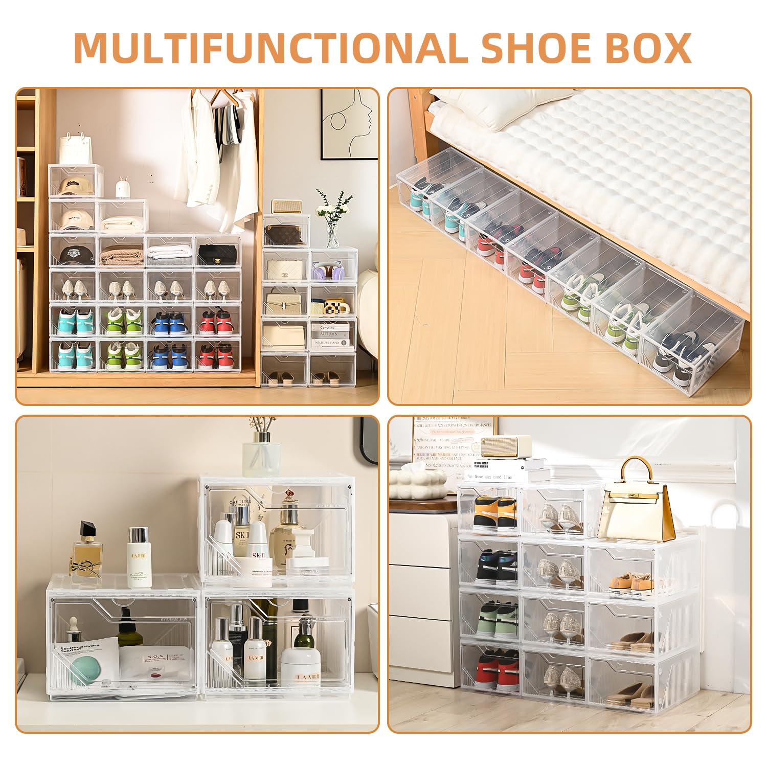 Large Shoe Boxes Clear Plastic Stackable