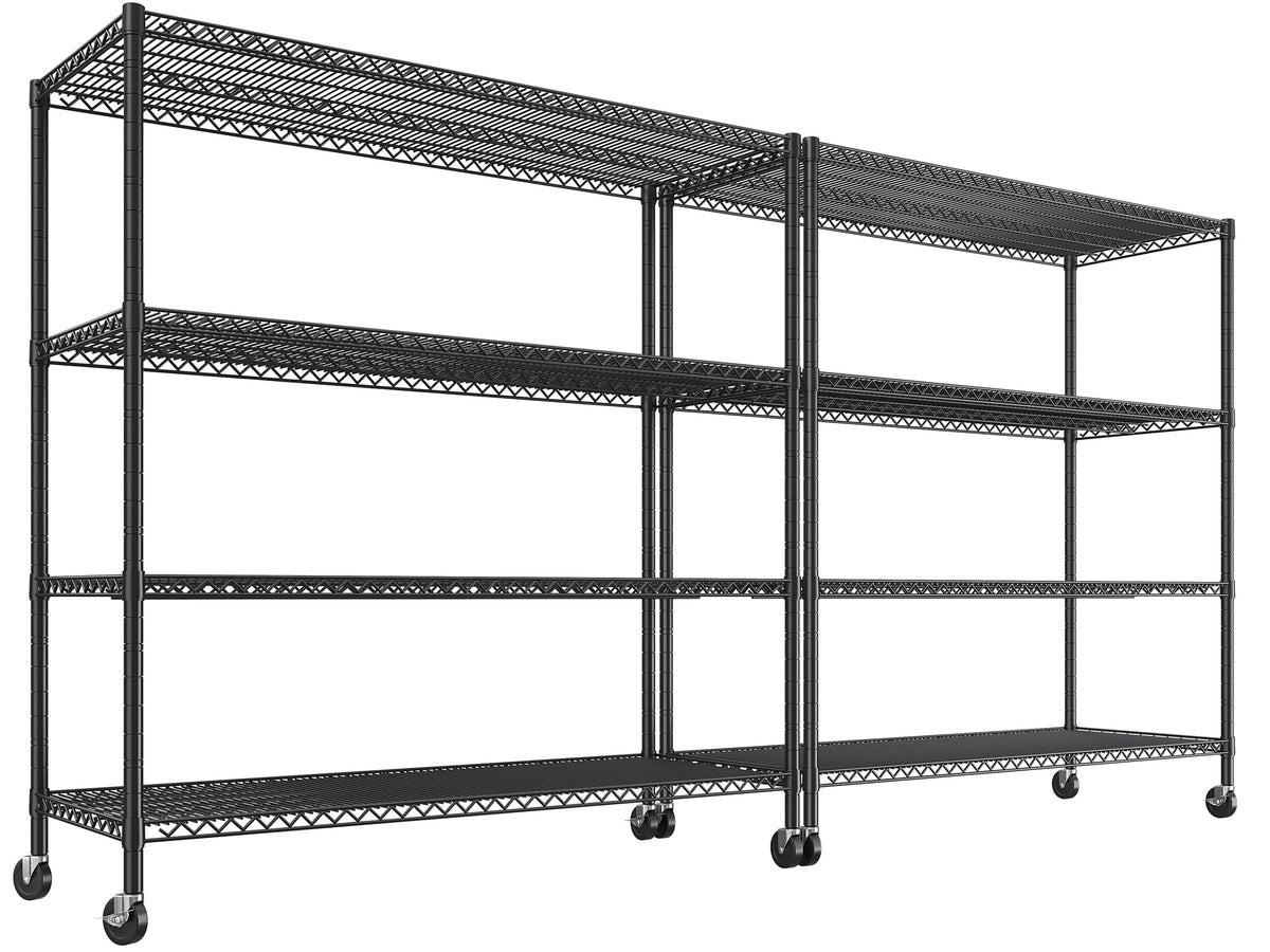 75.62" H Storage Shelves 2480LBS Garage Shelving with Wheels Heavy Duty Metal Shelving for Storage Adjustable Pantry Shelf for Kitchen Garage Commercial (2 Count)