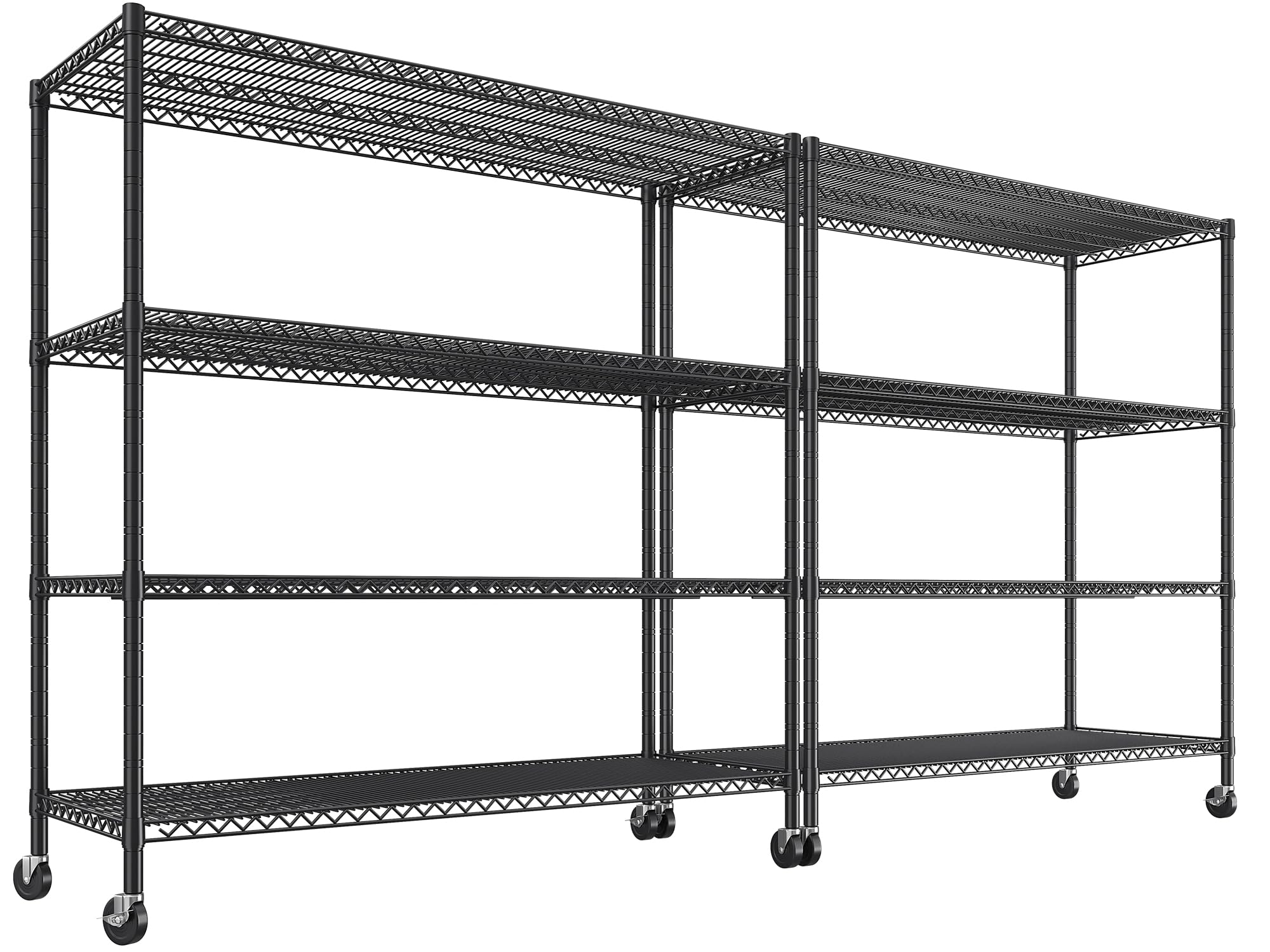 75.62" H Storage Shelves 2480LBS Garage Shelving with Wheels Heavy Duty Metal Shelving for Storage Adjustable Pantry Shelf for Kitchen Garage Commercial (2 Count)