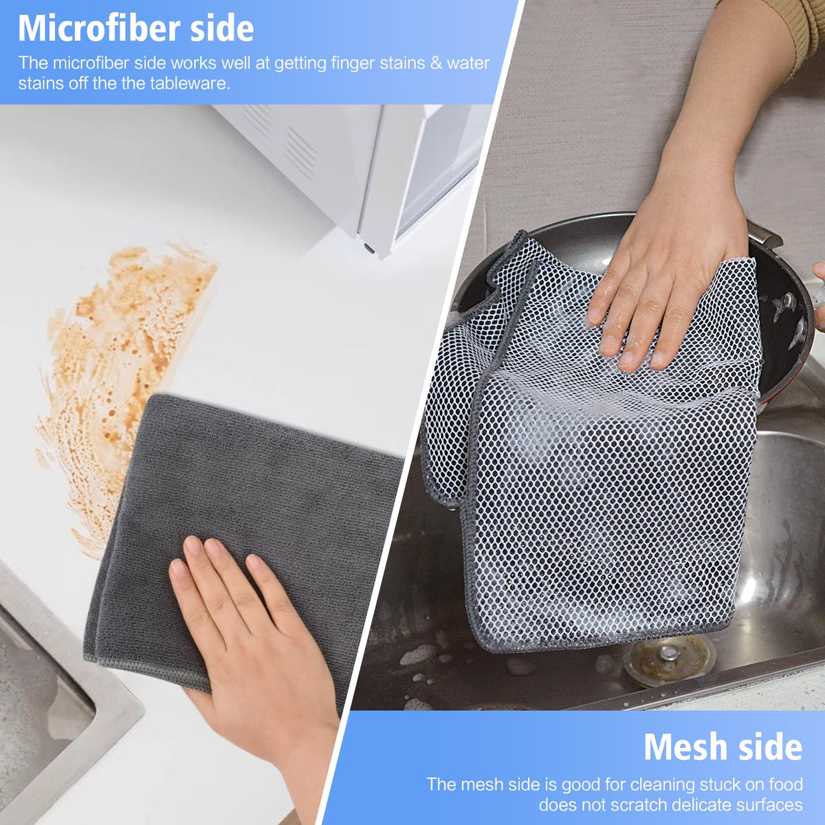 Dish Cloths for Washing Dishes with Scrub Side (6 Count)