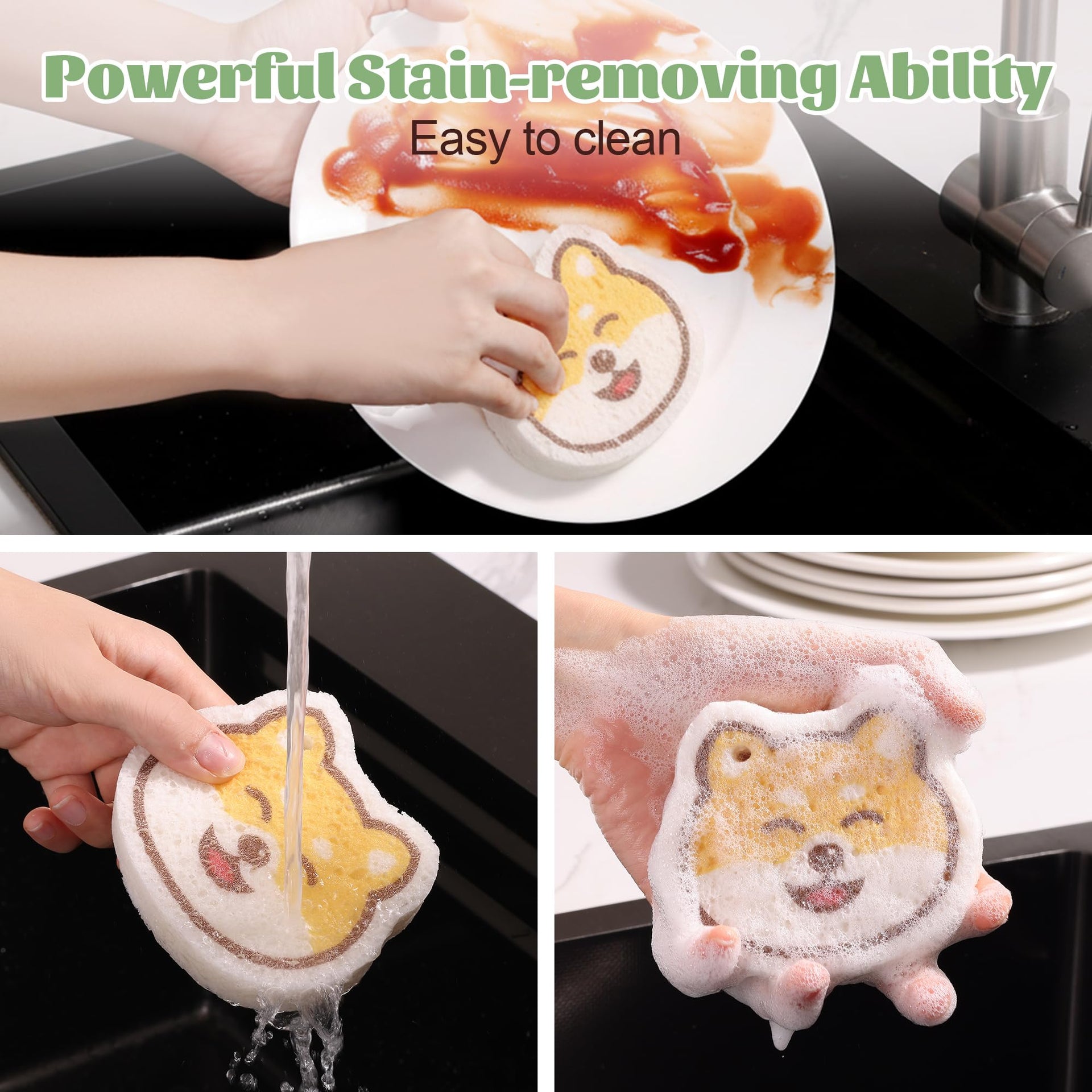 Cartoon Kitchen Sponge (4 Count)