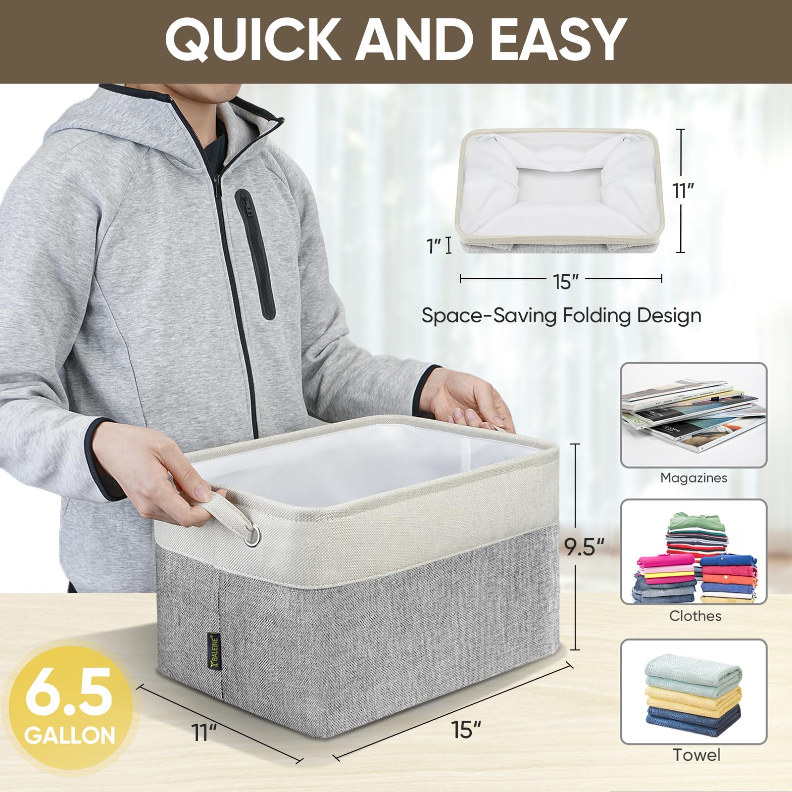 1 Pack Fabric Closet Storage Bins for Shelves