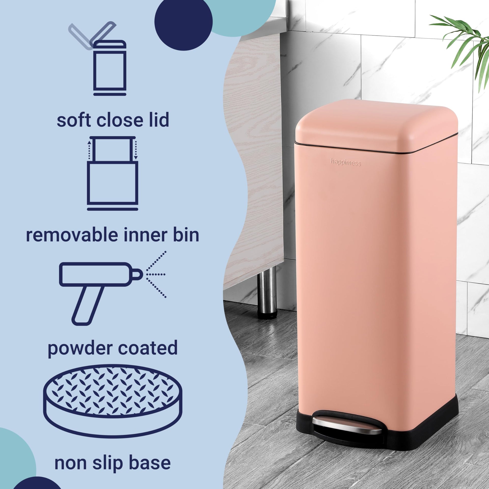 Betty 8 Gal Step Trash Can Soft
