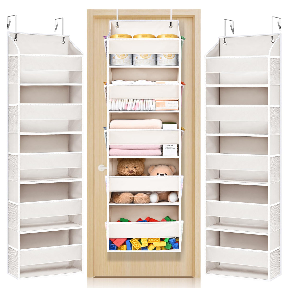 2 Pack 5 tier Over the Door Organizer Beige (2 Count)