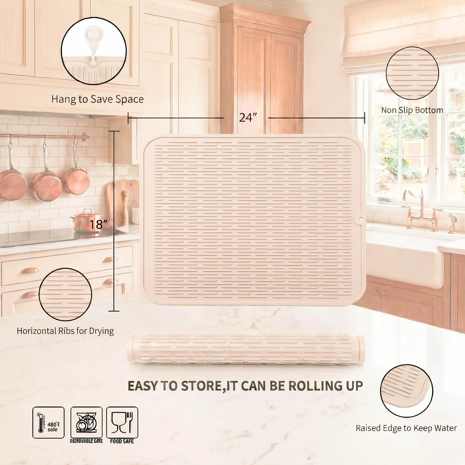 Silicone Dish Drying Mat for Multiple Usage