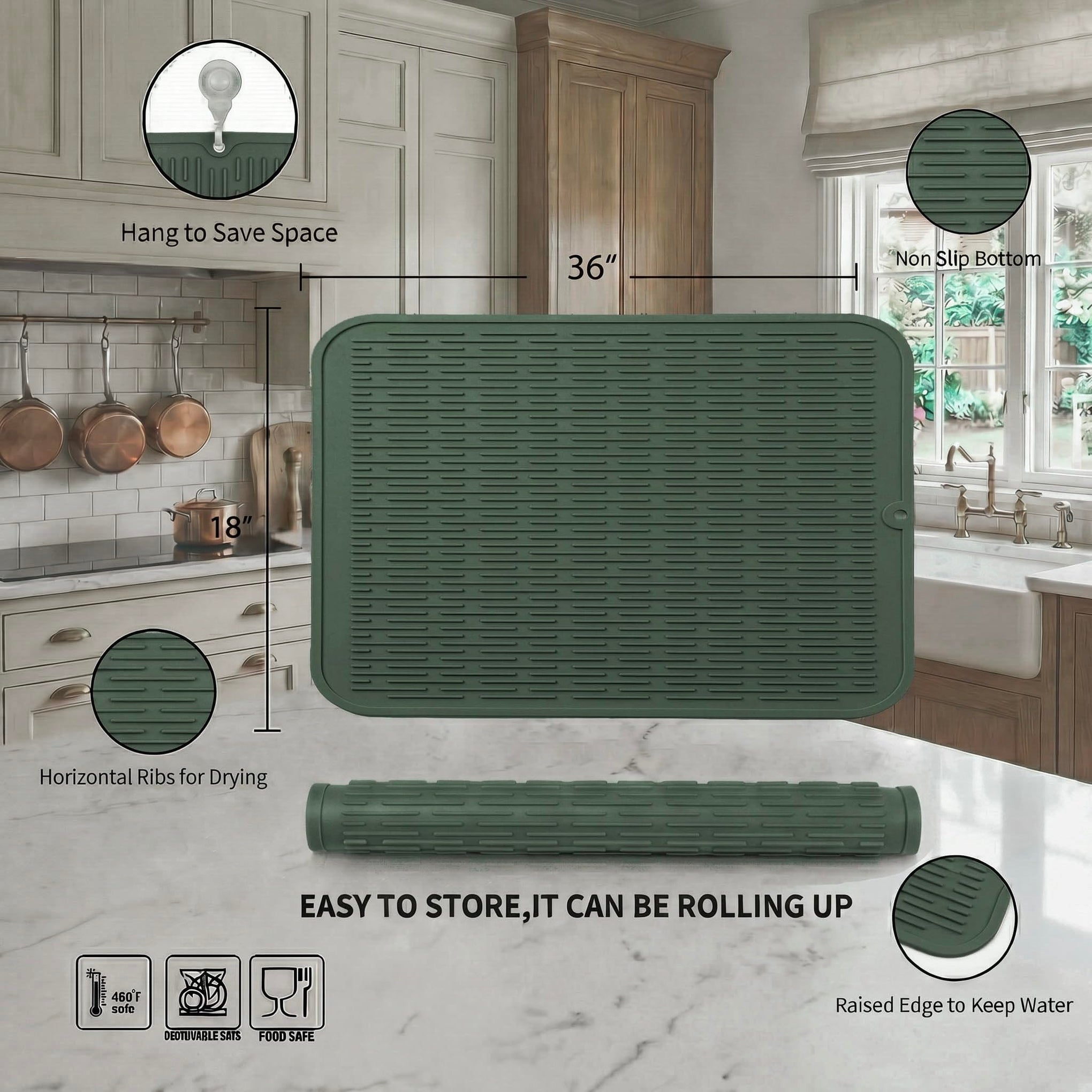 Silicone Dish Drying Mat for Multiple Usage
