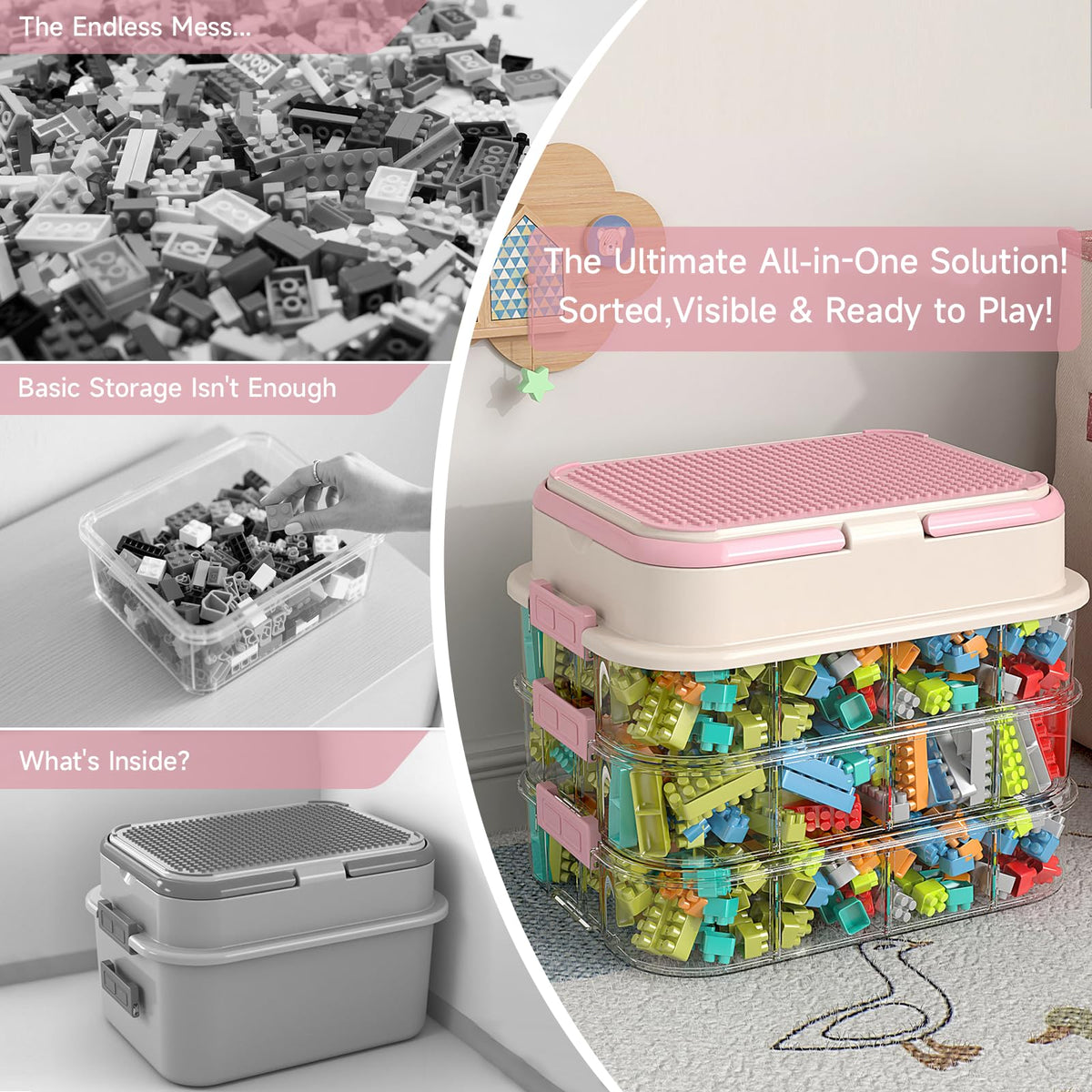 Toy Storage Organizer Box with Handle