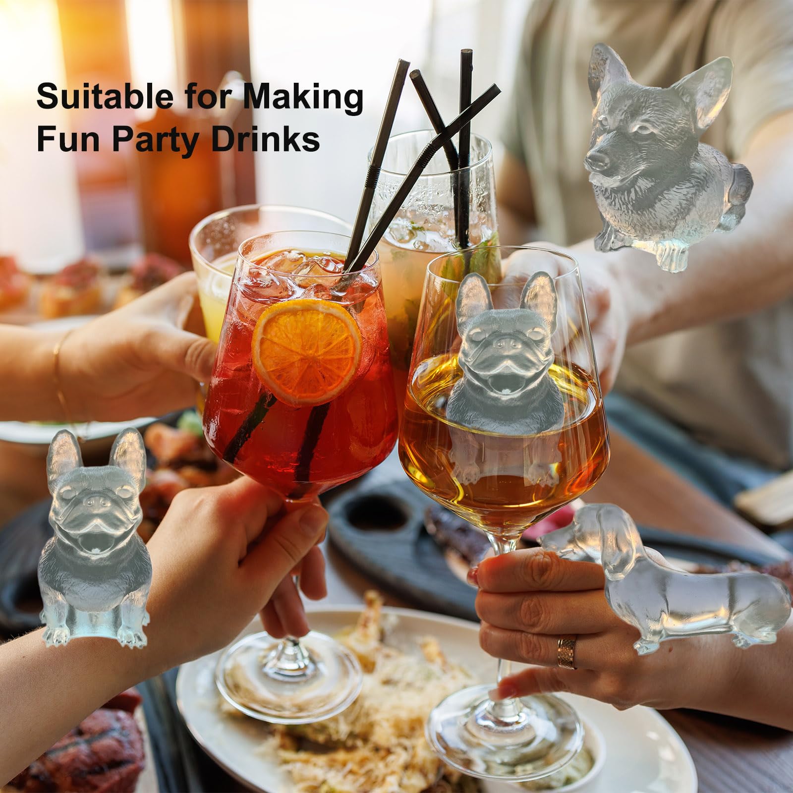 3D French Bulldog Ice Cube Molds Tray Silicone for Whiskey (2 Count)