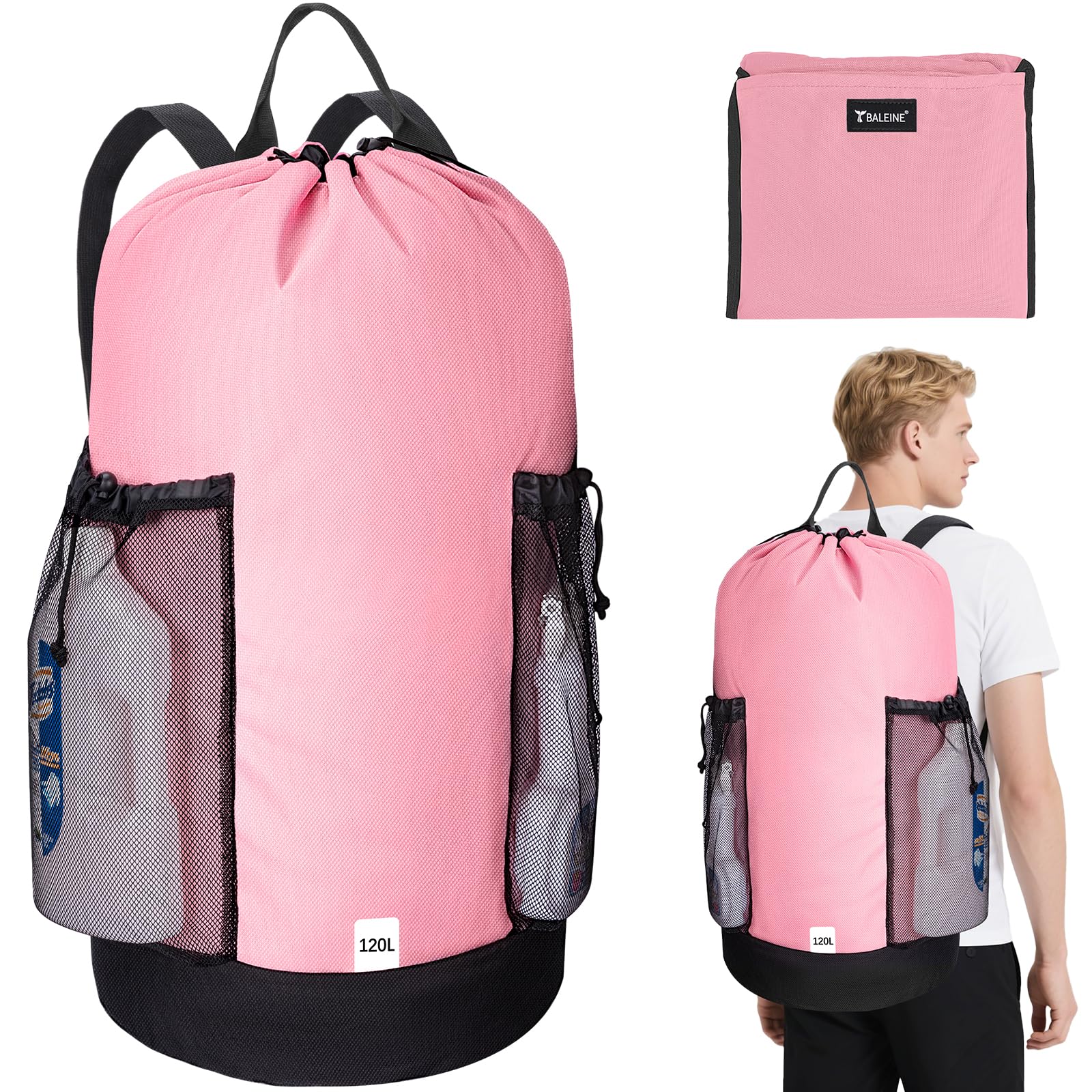 2PK 120L Laundry Bag Backpack (2 Count)