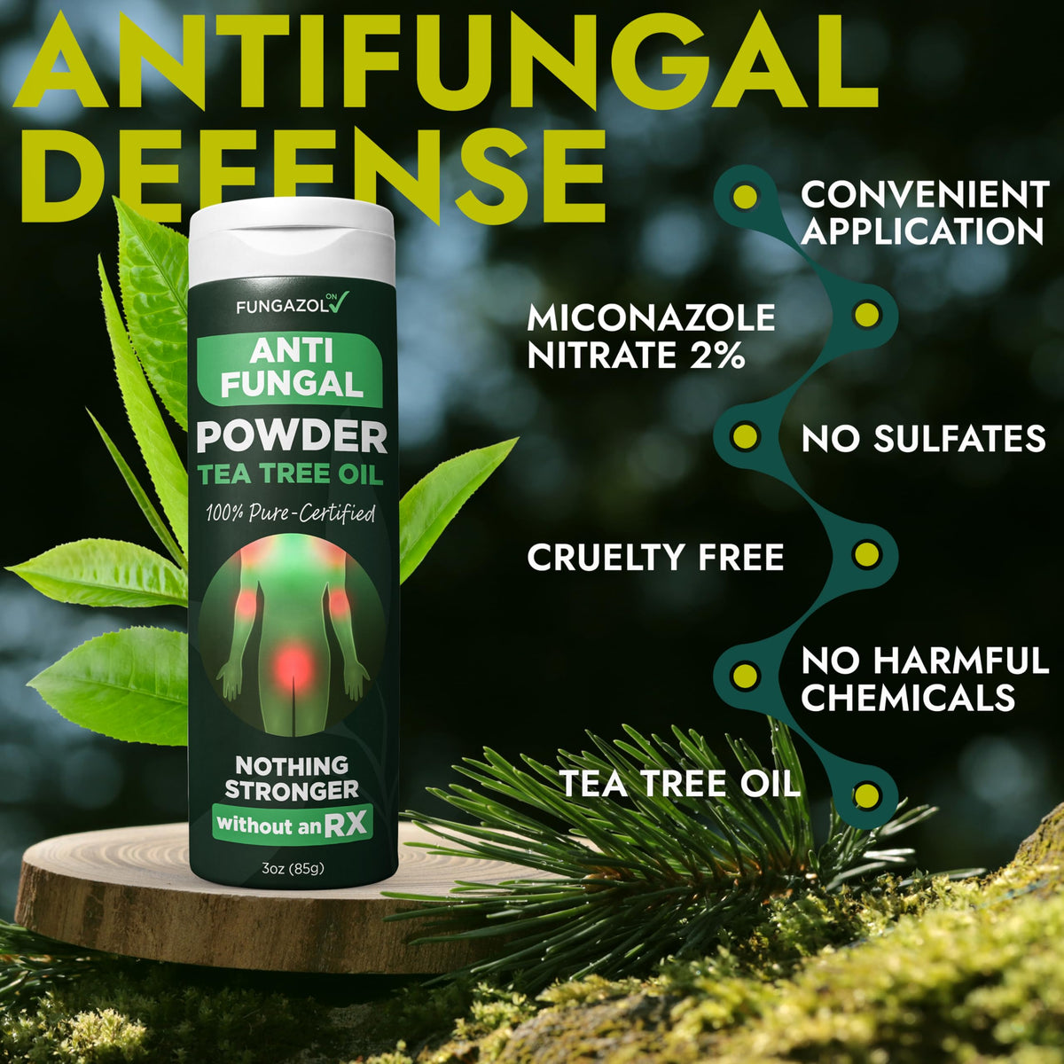 Antifungal Body Powder with Miconazole Nitrate 2% for Jock Itch & Ringworm (3 Ounce)