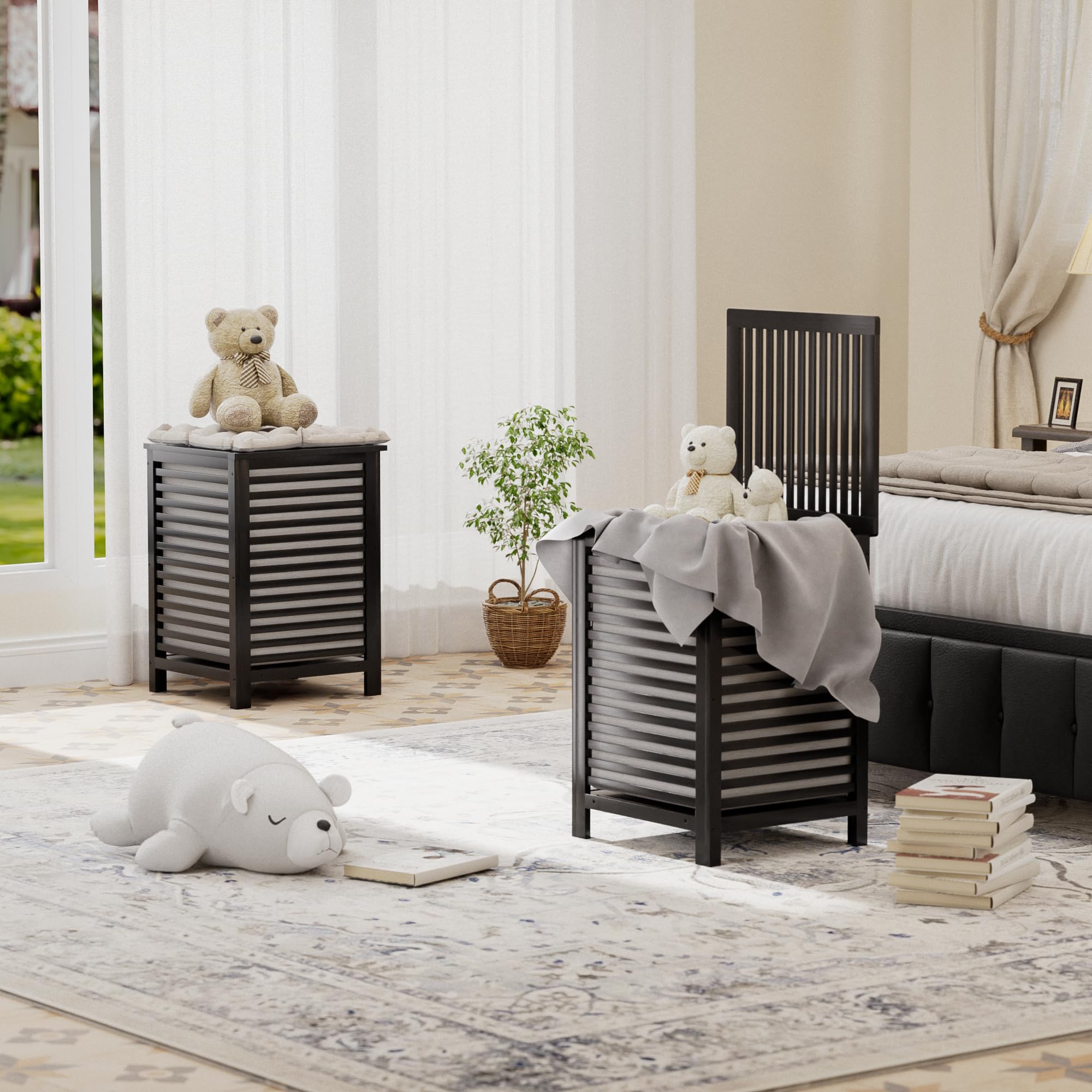 Double Laundry Hamper with Lid
