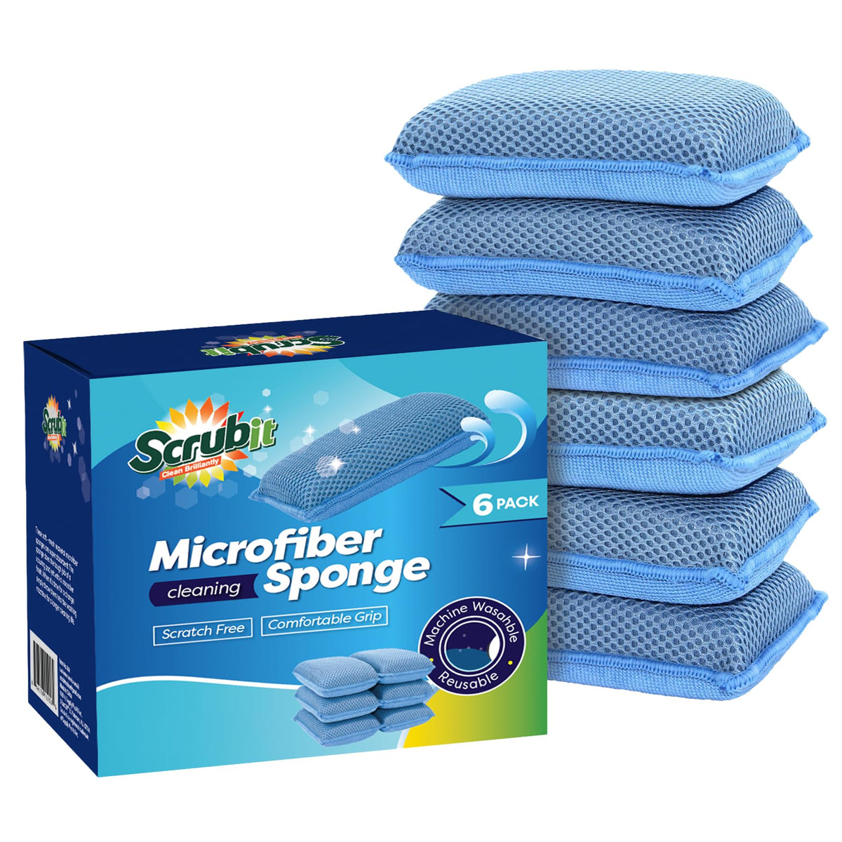 Miracle Microfiber Kitchen Sponge by Scrub (6 Count)