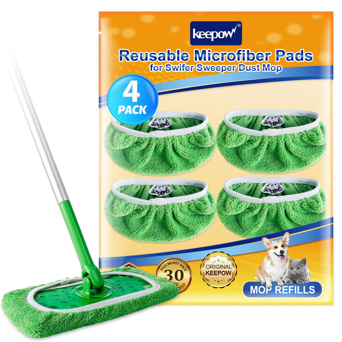 Reusable Mop Pads Compatible with Swiffer Sweeper (4 Count)