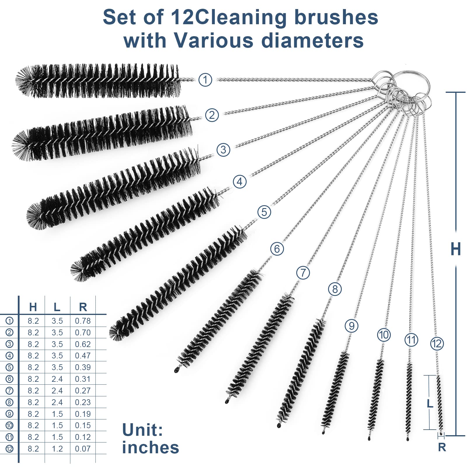 12 Pcs Straw Cleaner Brushes Set (12 Count)