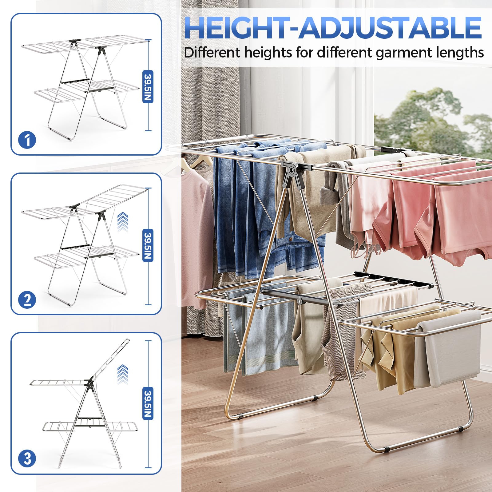 Large Stainless Steel Clothes Drying Rack