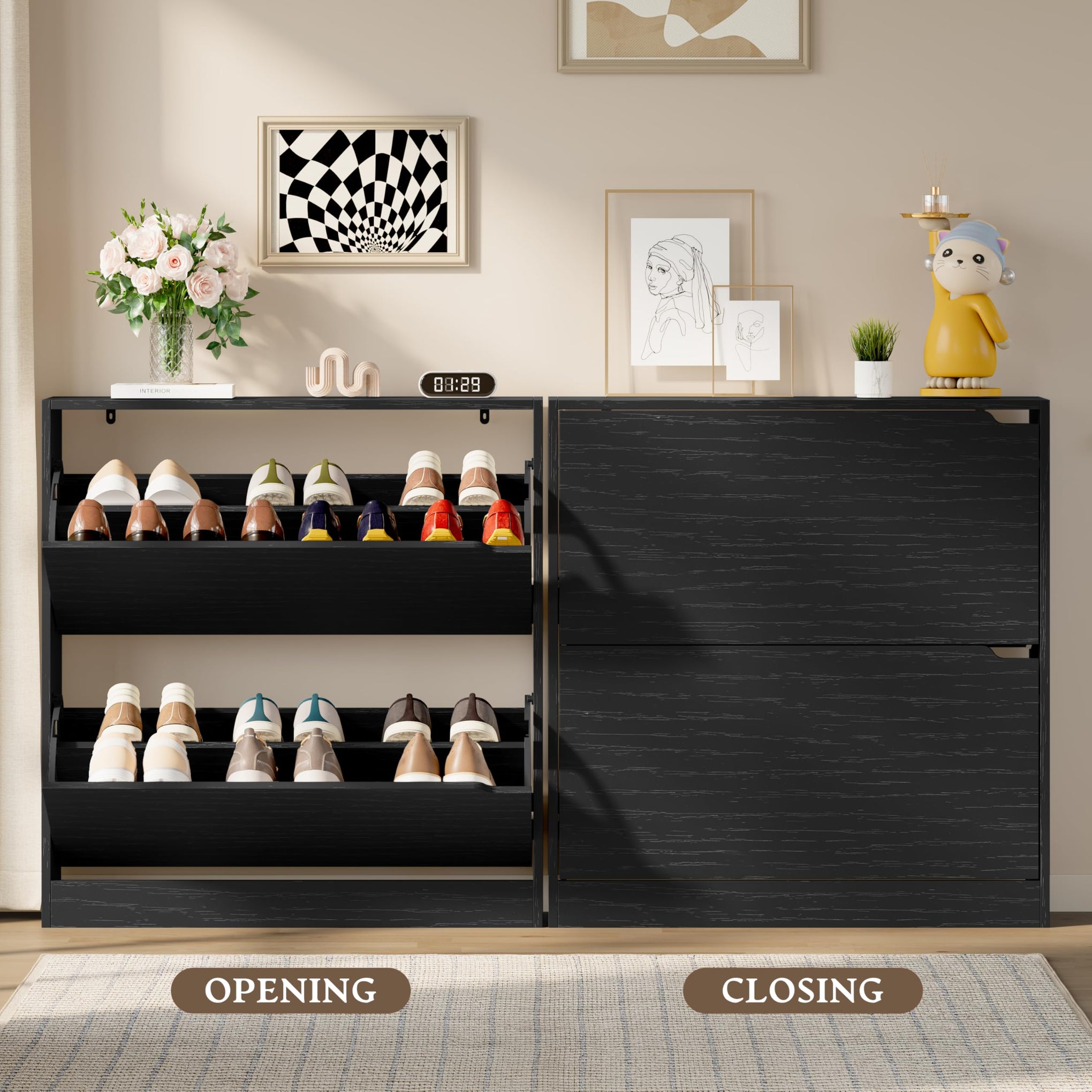 Shoe Cabinet with 2 Flip Drawers