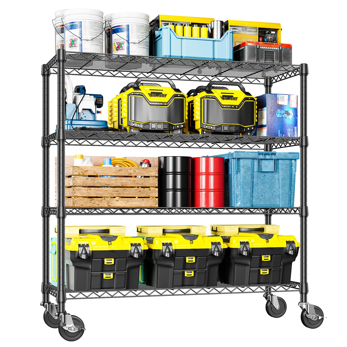 4 Tier Adjustable Heavy Duty Metal Storage Shelving Unit (4 Count)