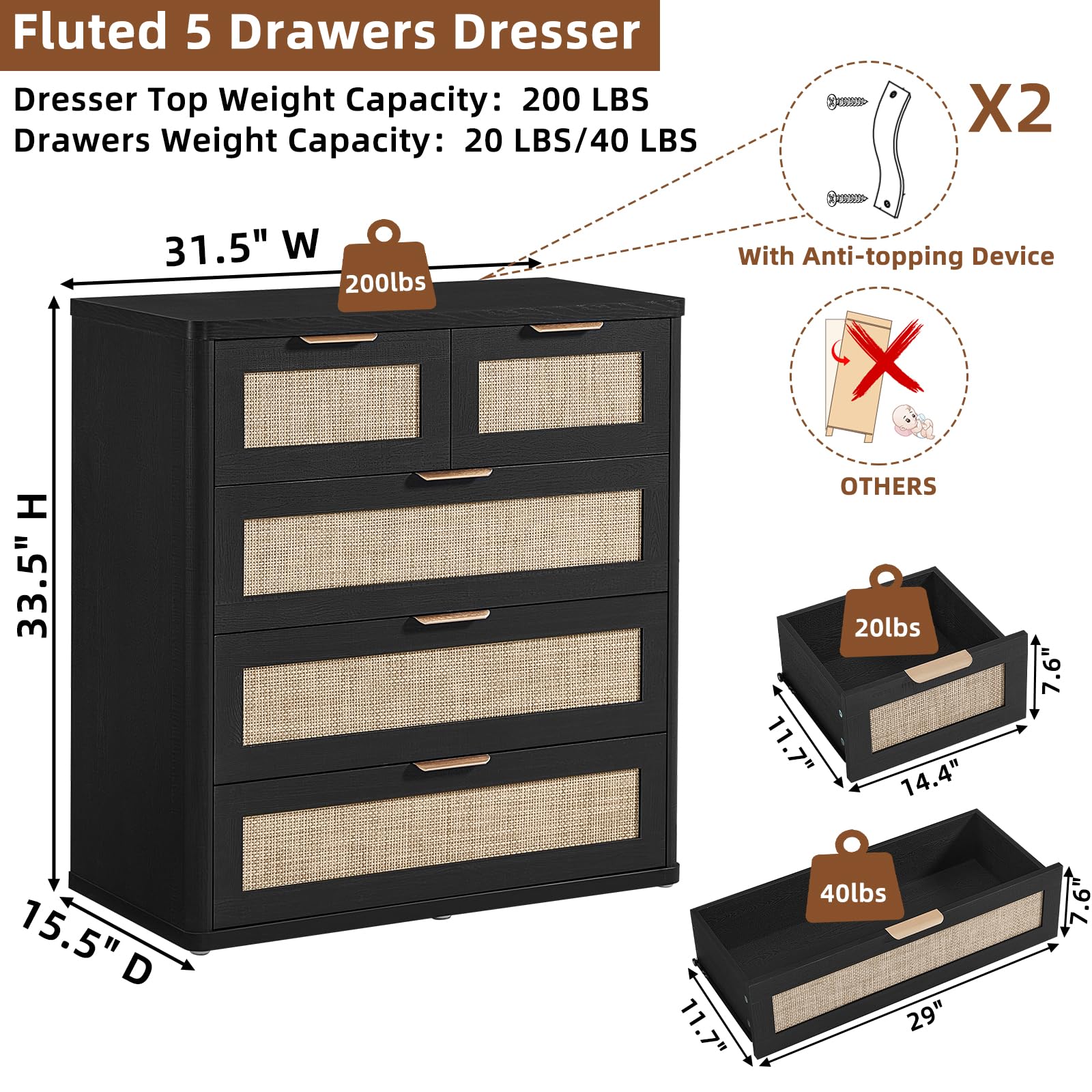 Rattan Dresser for Bedroom