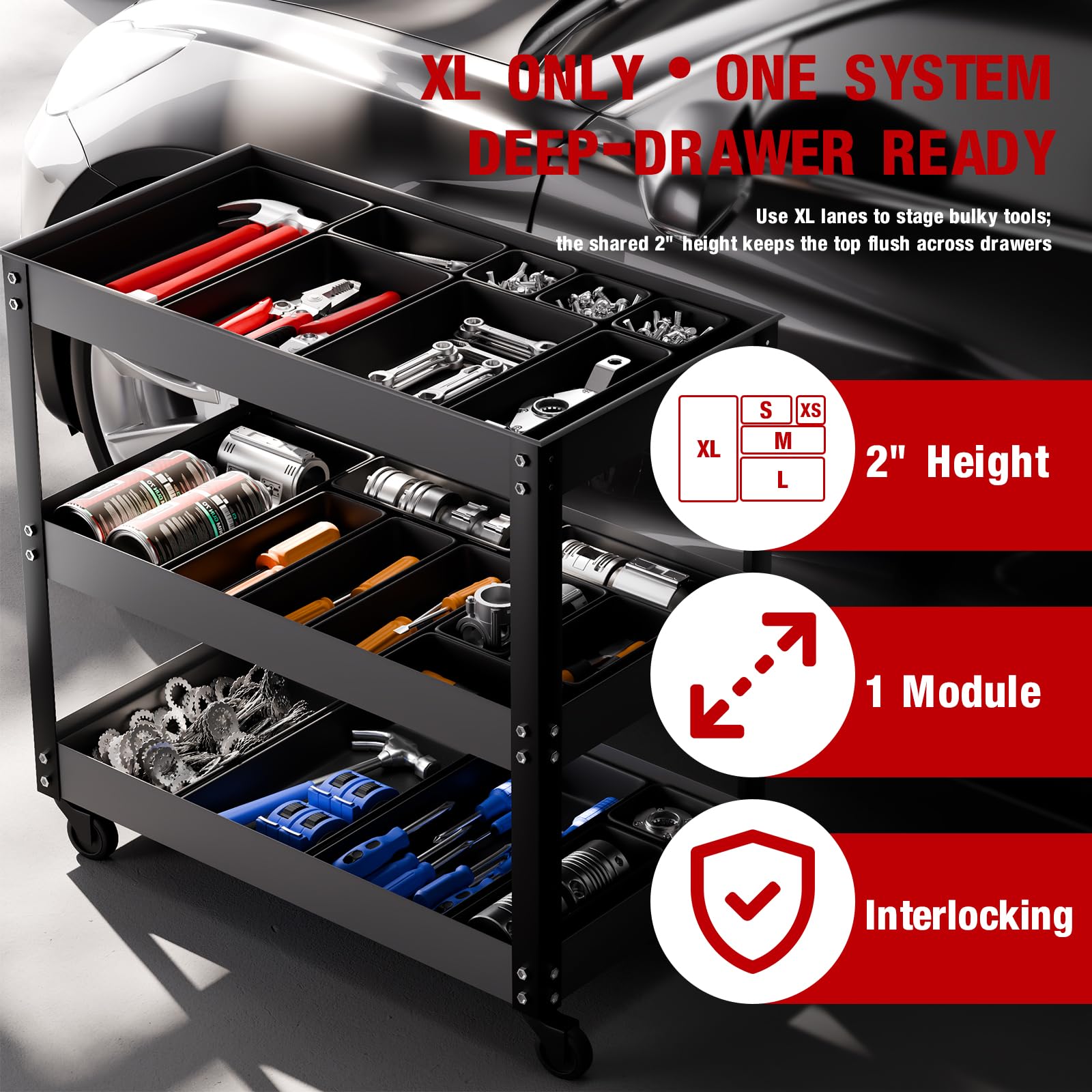 6 PCS Extra Large】 Tool Box Drawer Organizer Trays with Non (6 Count)