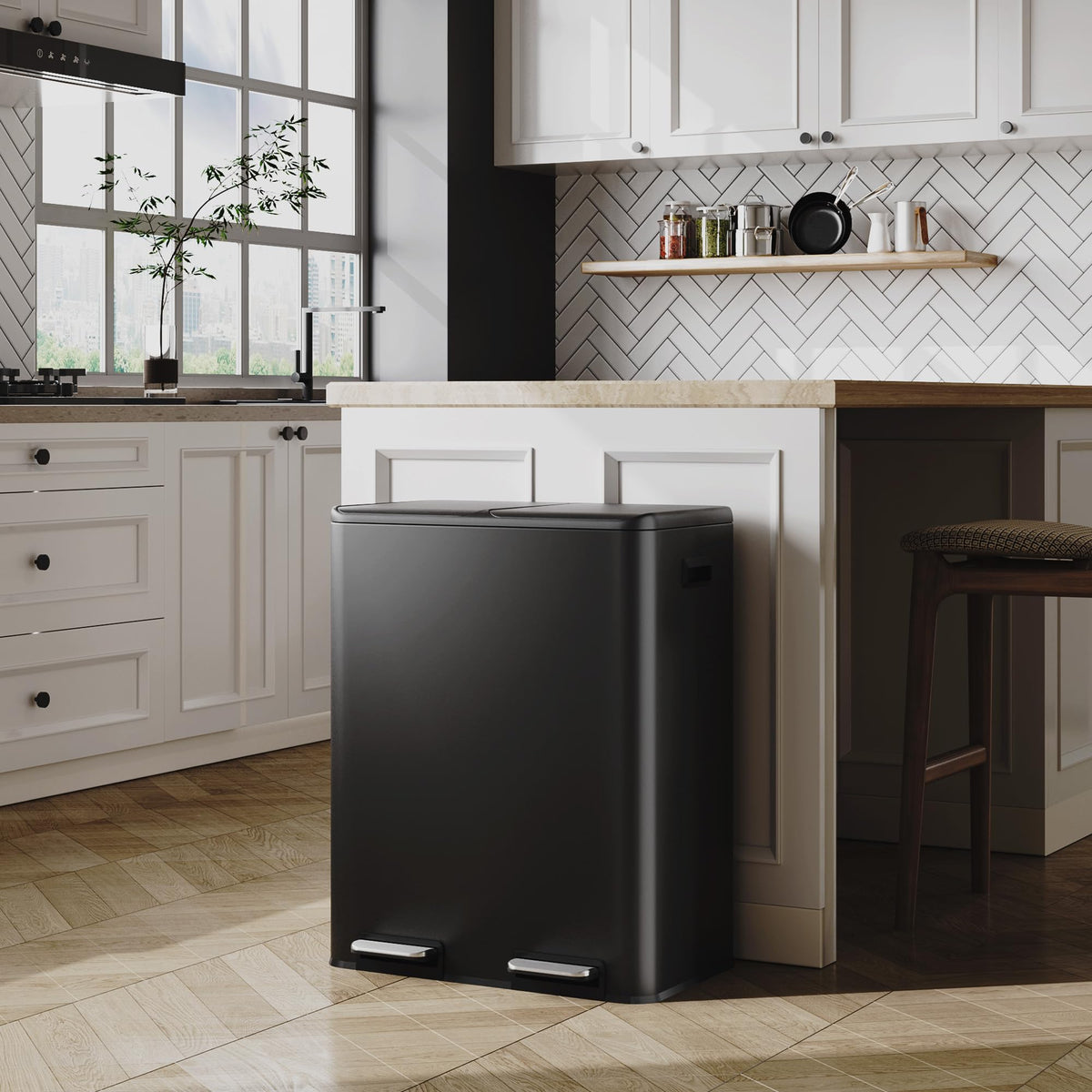 2 x 8 Gallon Stainless Steel Dual Trash Can (2 Count)