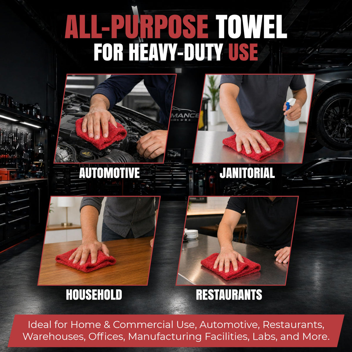 Premium Shop Towels Reusable (500 Count) - ModHome Supplies