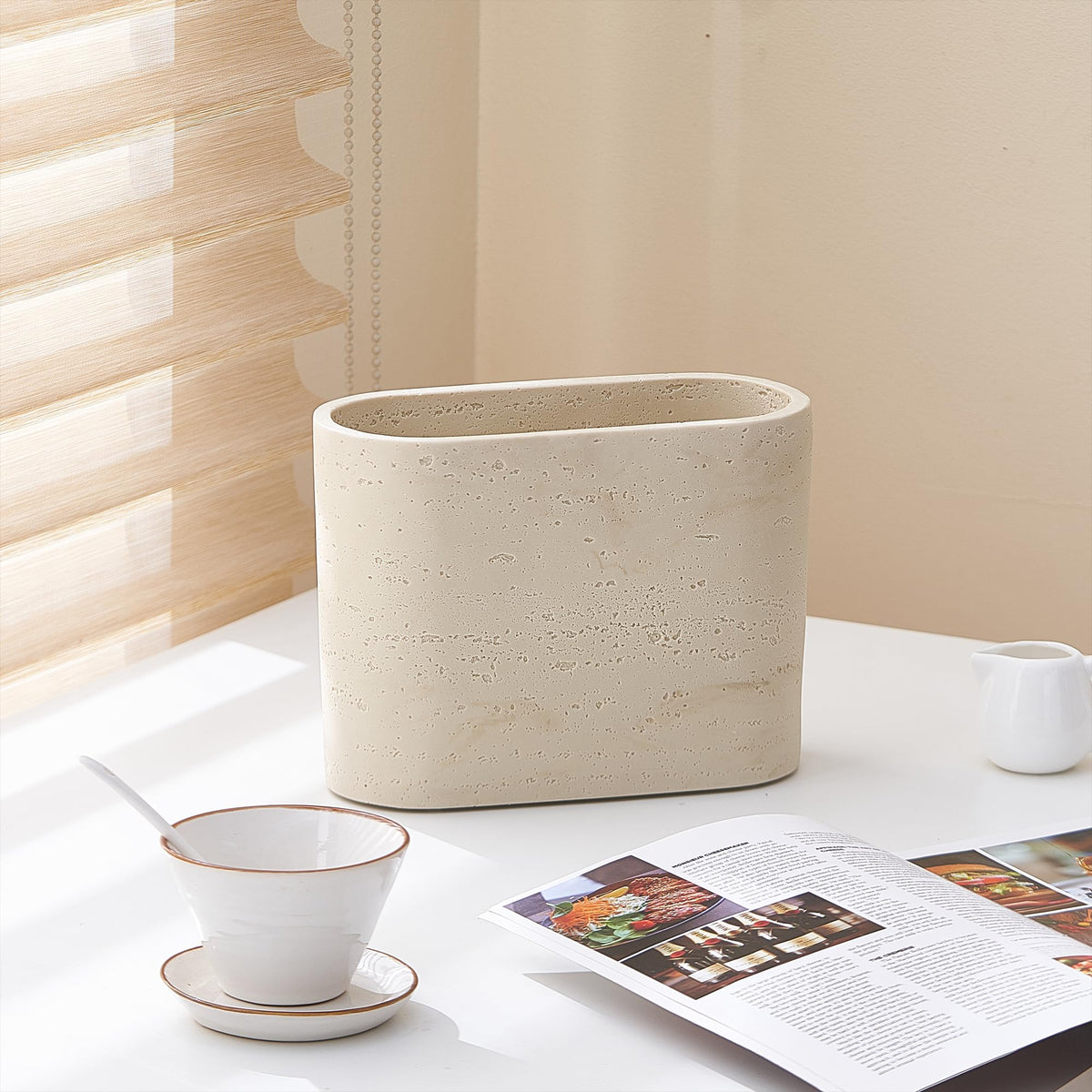 Natural Travertine Textures Mini Trash Can