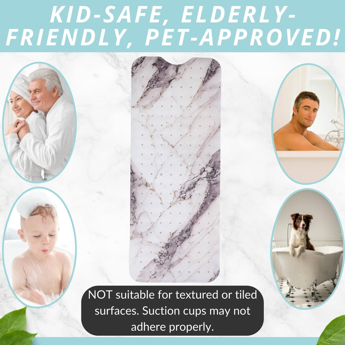 Non Slip Bath & Shower Mat 40x16 Extra Long
