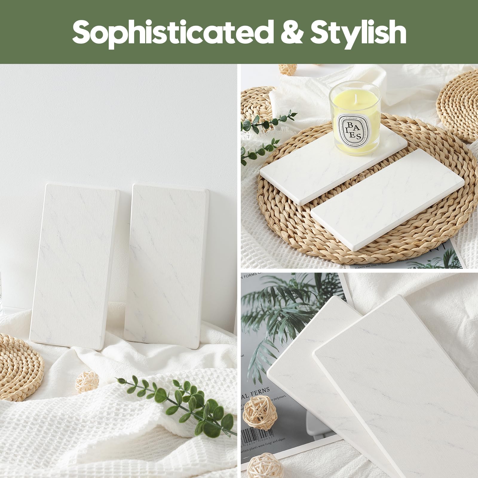 2PCS Diatomite Marble Stone Drying Mat for Kitchen Counter (2 Count)