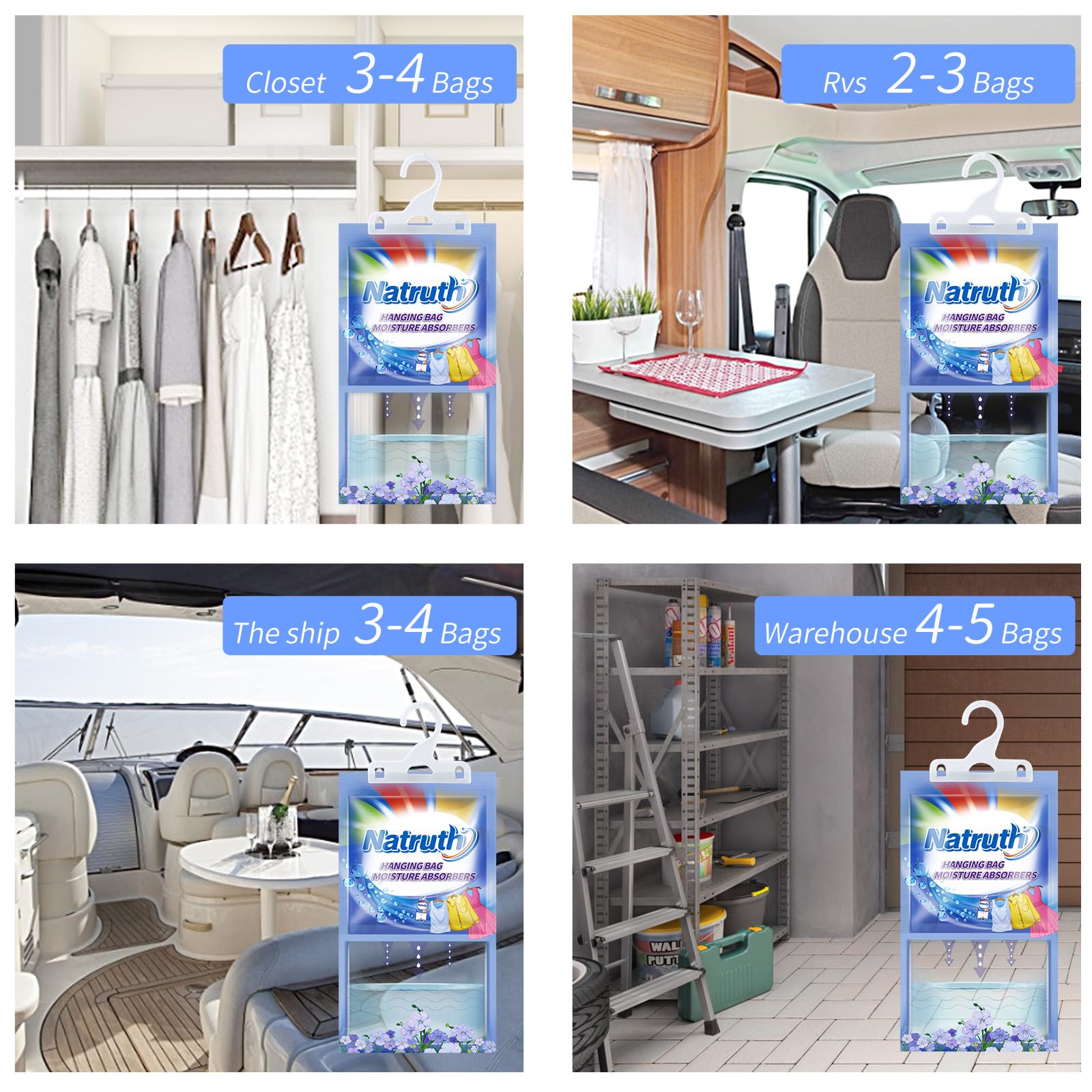 12 PACK Moisture Absorber Bags With Fresh Linen