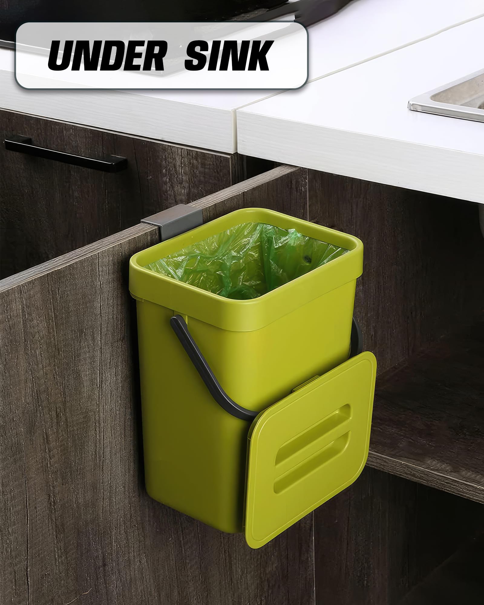 1.3 Gal Hanging Small Trash Can with Lid